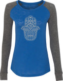 Grey Hamsa OM Preppy Patch Yoga Tee Shirt - Yoga Clothing for You