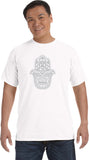 Grey Hamsa OM Heavyweight Pigment Dye Yoga Tee Shirt - Yoga Clothing for You