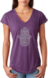 Yoga Clothing For You Ladies Hamsa Triblend V-neck Tee Shirt - Yoga Clothing for You