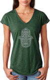 Yoga Clothing For You Ladies Hamsa Triblend V-neck Tee Shirt - Yoga Clothing for You