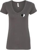 Yin Yang Heart Pocket Print Ideal V-neck Yoga Tee Shirt - Yoga Clothing for You