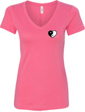 Yin Yang Heart Pocket Print Ideal V-neck Yoga Tee Shirt - Yoga Clothing for You