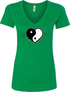 Yin Yang Heart Ideal V-neck Yoga Tee Shirt - Yoga Clothing for You