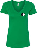 Yin Yang Heart Pocket Print Ideal V-neck Yoga Tee Shirt - Yoga Clothing for You