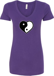 Yin Yang Heart Ideal V-neck Yoga Tee Shirt - Yoga Clothing for You