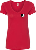 Yin Yang Heart Pocket Print Ideal V-neck Yoga Tee Shirt - Yoga Clothing for You