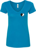 Yin Yang Heart Pocket Print Ideal V-neck Yoga Tee Shirt - Yoga Clothing for You