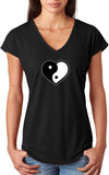 Yin Yang Heart Triblend V-neck Yoga Tee Shirt - Yoga Clothing for You