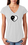 Yin Yang Heart Triblend V-neck Yoga Tee Shirt - Yoga Clothing for You