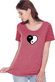 Yin Yang Heart Striped Multi-Contrast Yoga Tee Shirt - Yoga Clothing for You