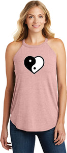 Yin Yang Heart Triblend Yoga Rocker Tank Top - Yoga Clothing for You