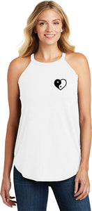 Yin Yang Heart Pocket Print Triblend Yoga Rocker Tank Top - Yoga Clothing for You