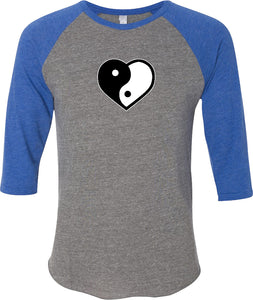 Yin Yang Heart Eco Raglan 3/4 Sleeve Yoga Tee Shirt - Yoga Clothing for You