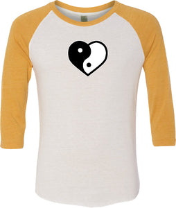 Yin Yang Heart Eco Raglan 3/4 Sleeve Yoga Tee Shirt - Yoga Clothing for You
