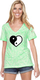 Yin Yang Heart Burnout V-neck Yoga Tee Shirt - Yoga Clothing for You