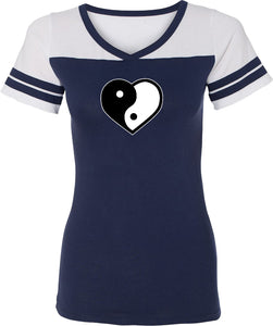 Yin Yang Heart Powder Puff Yoga Tee Shirt - Yoga Clothing for You