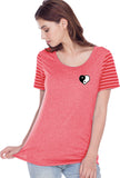 Yin Yang Heart Pocket Print Striped Multi-Contrast Tee - Yoga Clothing for You