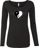 Yin Yang Heart Triblend Long Sleeve Yoga Tee Shirt - Yoga Clothing for You