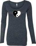 Yin Yang Heart Triblend Long Sleeve Yoga Tee Shirt - Yoga Clothing for You