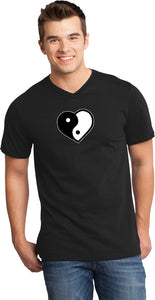 Yin Yang Heart Important V-neck Yoga Tee Shirt - Yoga Clothing for You