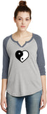 Yin Yang Heart 3/4 Sleeve Vintage Yoga Tee Shirt - Yoga Clothing for You