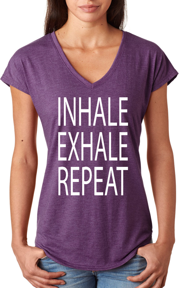 Inhale Exhale Repeat Triblend V-neck Yoga Tee Shirt - Yoga Clothing for You