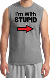 I'm With Stupid T-shirt Black Print Muscle Tee - Yoga Clothing for You