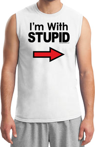 I'm With Stupid T-shirt Black Print Muscle Tee - Yoga Clothing for You