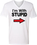 I'm With Stupid T-shirt Black Print V-Neck - Yoga Clothing for You