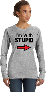 I'm With Stupid Sweatshirt Black Print Ladies Sweat Shirt - Yoga Clothing for You