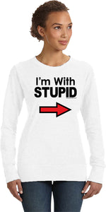 I'm With Stupid Sweatshirt Black Print Ladies Sweat Shirt - Yoga Clothing for You