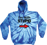 I'm With Stupid Hoodie Black Print Tie Dye Hoody - Yoga Clothing for You