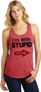 I'm With Stupid Tank Top Black Print Ladies Racerback - Yoga Clothing for You