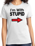 I'm With Stupid T-shirt Black Print Ladies Tee - Yoga Clothing for You