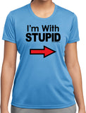 I'm With Stupid T-shirt Black Print Ladies Moisture Wicking Tee - Yoga Clothing for You