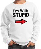 Kids I'm With Stupid Sweatshirt Black Print Youth Sweat Shirt - Yoga Clothing for You