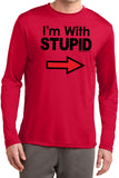I'm With Stupid T-shirt Black Print Moisture Wicking Long Sleeve - Yoga Clothing for You