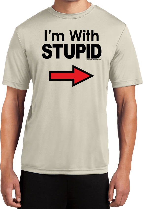 I'm With Stupid T-shirt Black Print Moisture Wicking Tee - Yoga Clothing for You