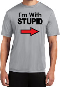 I'm With Stupid T-shirt Black Print Moisture Wicking Tee - Yoga Clothing for You