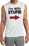 I'm With Stupid T-shirt Black Print Sleeveless Competitor Tee - Yoga Clothing for You