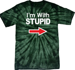 I'm With Stupid T-shirt White Print Spider Tie Dye Tee - Yoga Clothing for You