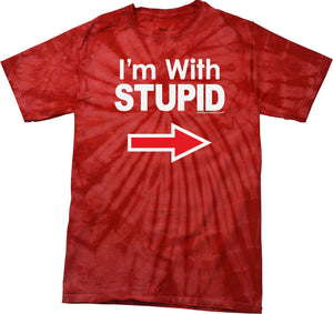 I'm With Stupid T-shirt White Print Spider Tie Dye Tee - Yoga Clothing for You