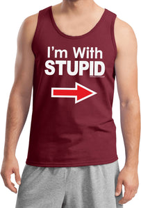 I'm With Stupid Tank Top White Print Tanktop - Yoga Clothing for You
