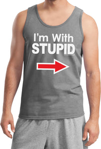 I'm With Stupid Tank Top White Print Tanktop - Yoga Clothing for You