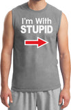 I'm With Stupid T-shirt White Print Muscle Tee - Yoga Clothing for You