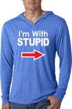 I'm With Stupid T-shirt White Print Lightweight Hoodie - Yoga Clothing for You
