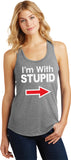 Ladies I'm With Stupid Racerback White Print - Yoga Clothing for You