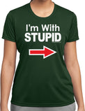 Ladies I'm With Stupid T-shirt White Print Moisture Wicking Tee - Yoga Clothing for You