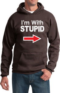 I'm With Stupid Hoodie White Print - Yoga Clothing for You