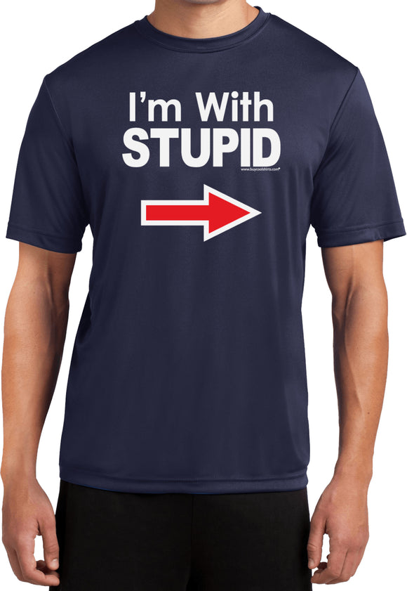I'm With Stupid T-shirt White Print Moisture Wicking Tee - Yoga Clothing for You